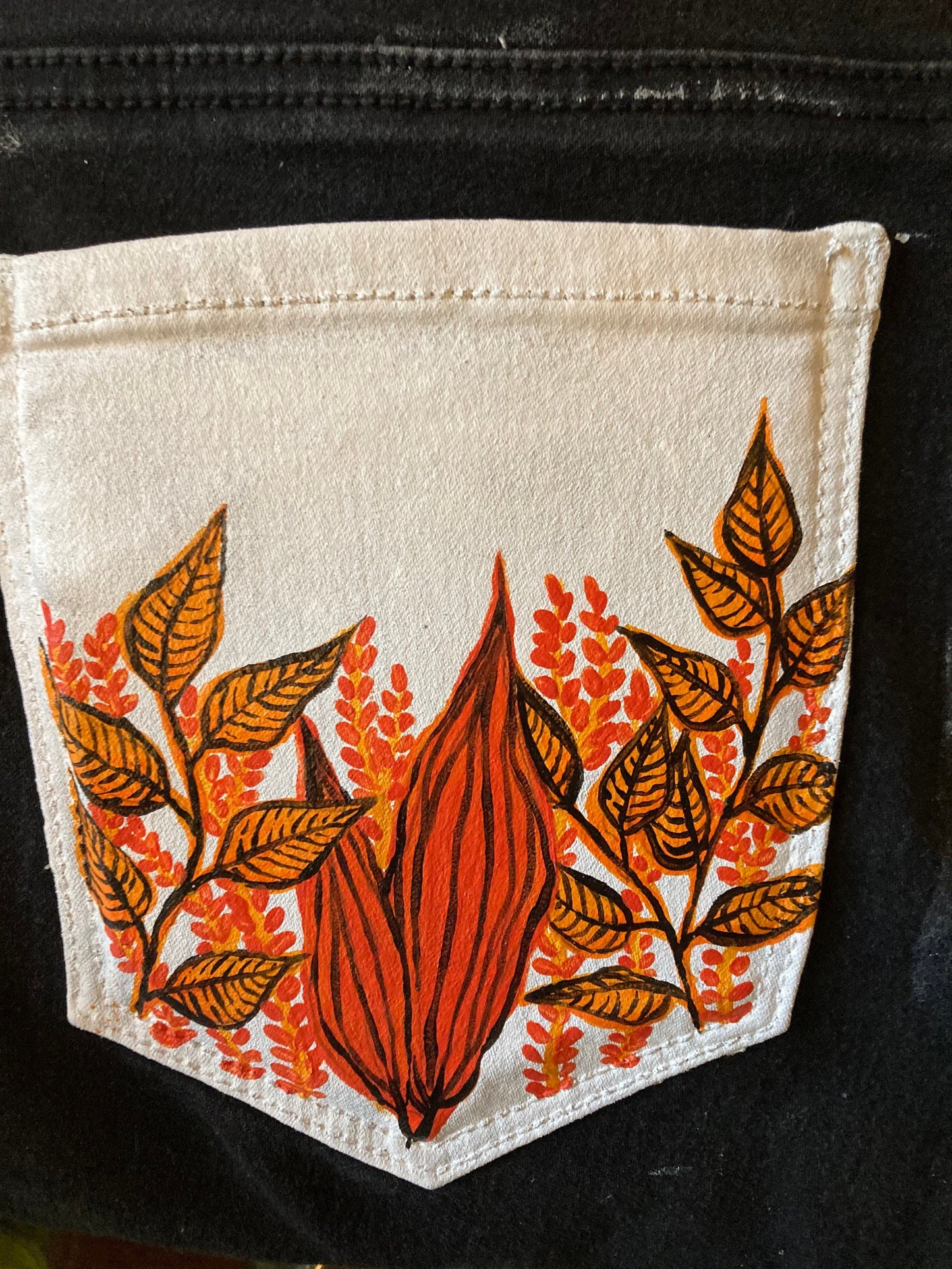 Fall Leaves - Painted Jeans - Painted Denim