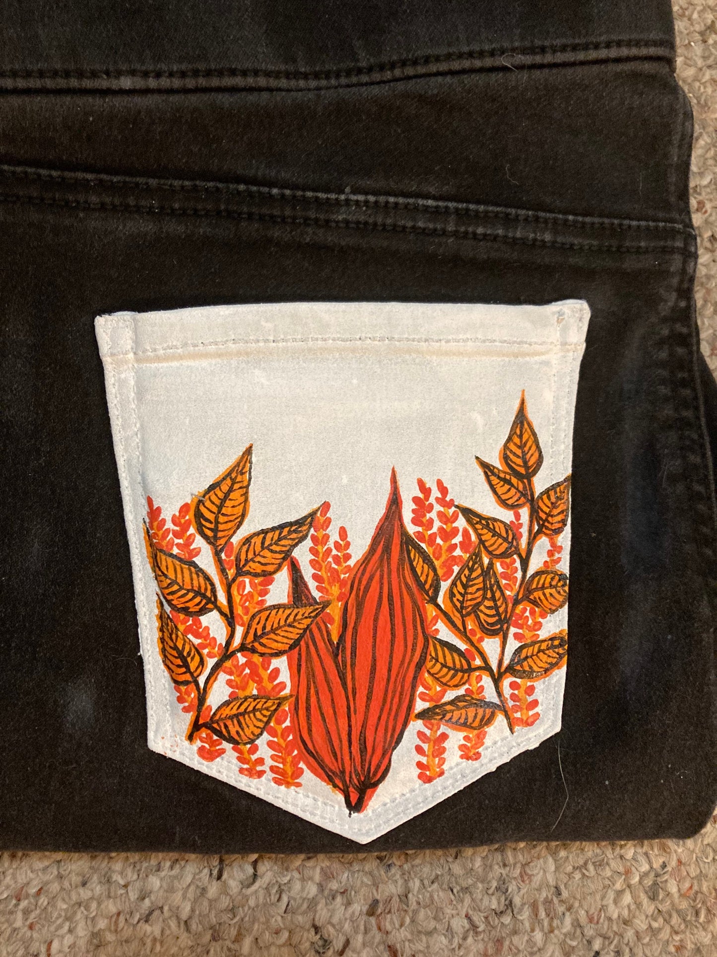 Fall Leaves - Painted Jeans - Painted Denim