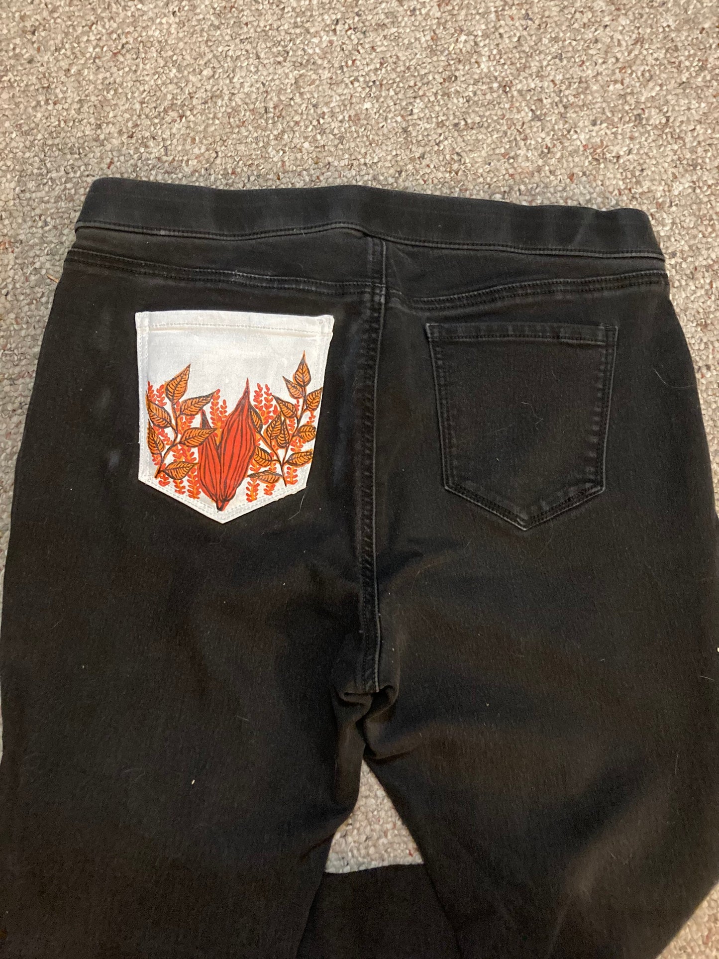 Fall Leaves - Painted Jeans - Painted Denim