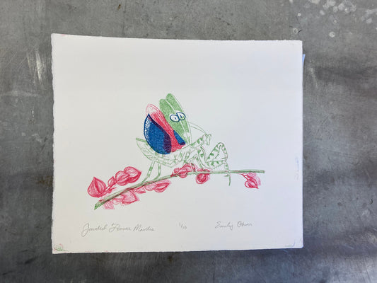 Flower Mantis Color Litho Print